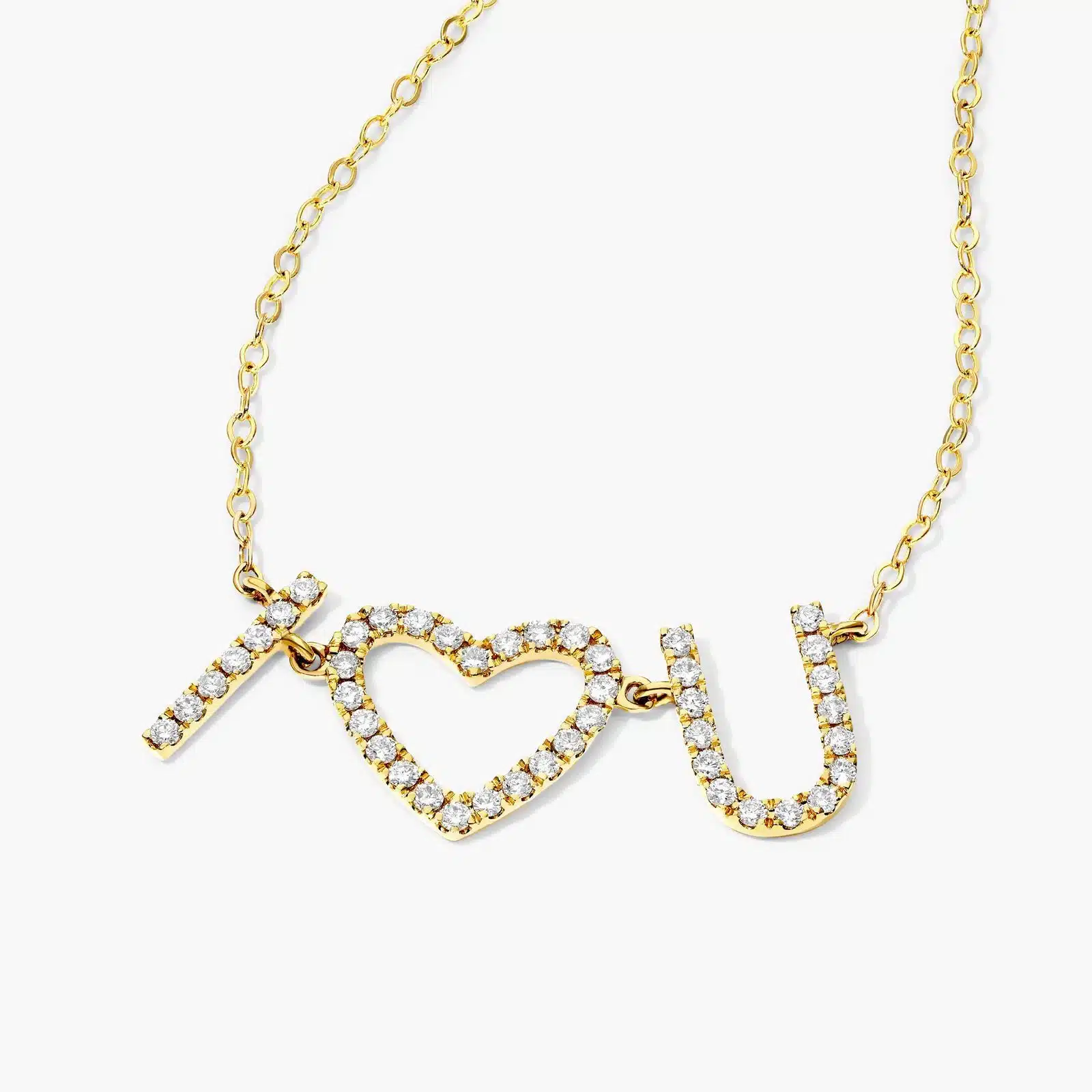 An 'I Heart You' Diamond Necklace in 14K Yellow Gold with 0.32 CTW, a sentimental and high-quality option among Luxury Push Present Ideas and push present necklace for mom gifts.