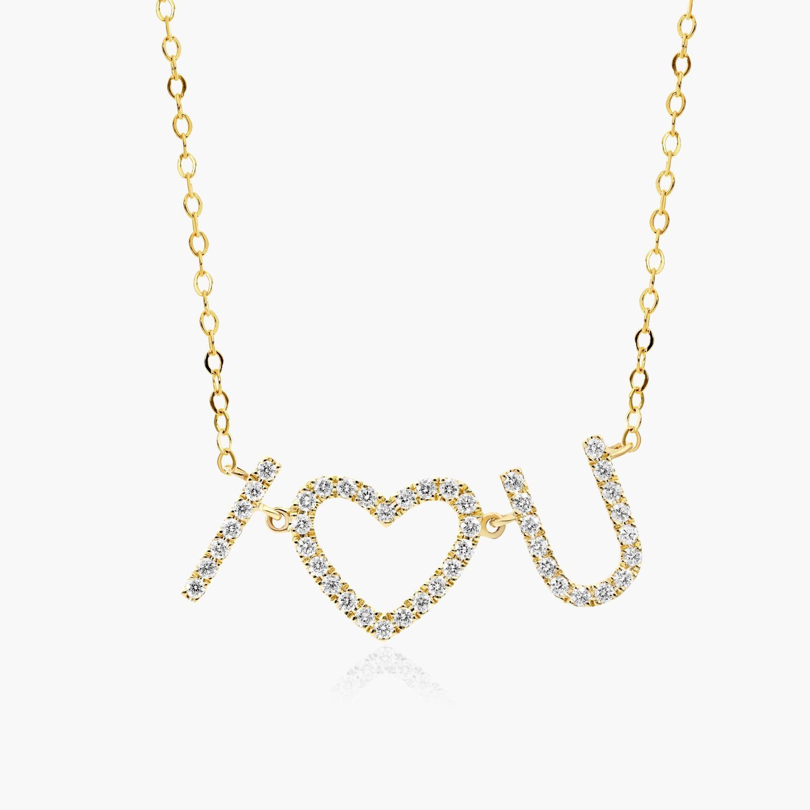 An 'I Heart You' Diamond Necklace in 14K Yellow Gold with 0.32 CTW, a sentimental and high-quality option among Luxury Push Present Ideas and push present necklace for mom gifts.