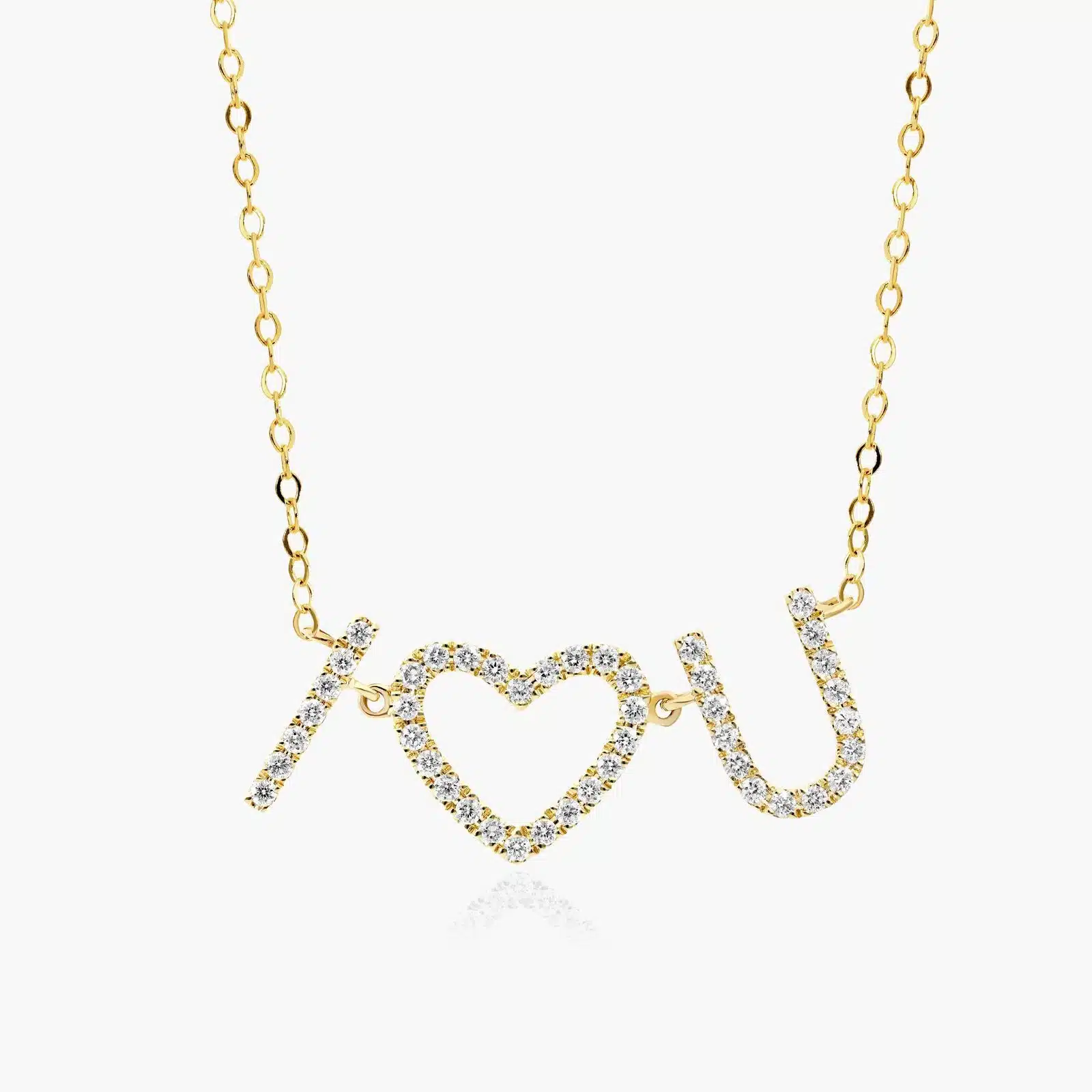 An 'I Heart You' Diamond Necklace in 14K Yellow Gold with 0.32 CTW, a sentimental and high-quality option among Luxury Push Present Ideas and push present necklace for mom gifts.