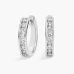 A pair of 14K White Gold Channel Hoop Earrings with 1/2 CTW of lab-grown diamonds, a highly practical choice among Luxury Push Present Ideas and diamond earrings push present options.