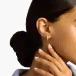 A pair of 14K White Gold Channel Hoop Earrings with 1/2 CTW of lab-grown diamonds, a highly practical choice among Luxury Push Present Ideas and diamond earrings push present options.