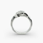 A Modern Leaf Bypass Side Stone Diamond Ring Setting in 14K White Gold with 0.07 CTW, a unique option for Luxury Push Present Ideas and a custom push present ring.