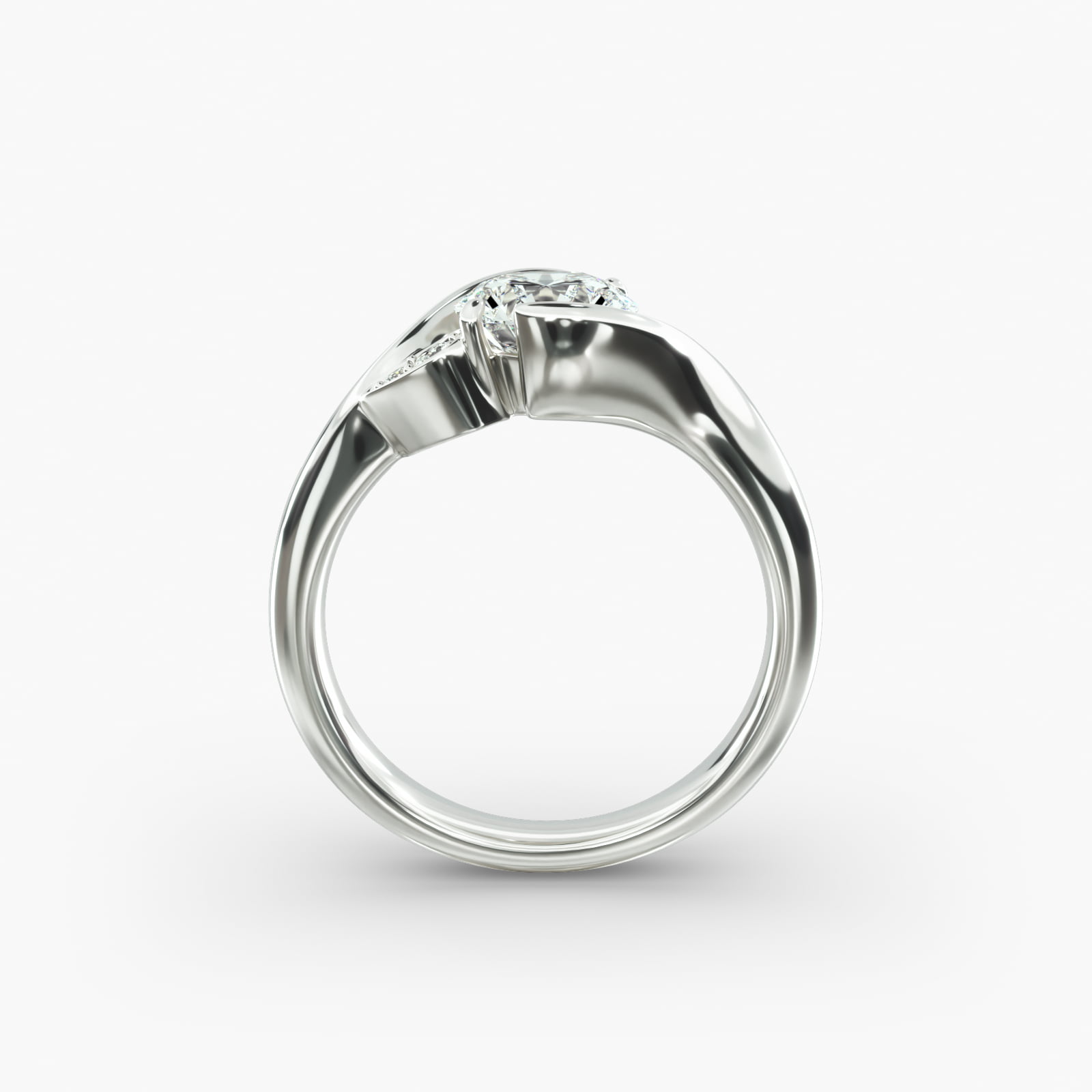 Modern Leaf Bypass Side Stone Diamond Engagement Ring In 14K White Gold 3 A Modern Leaf Bypass Side Stone Diamond Ring Setting in 14K White Gold with 0.07 CTW, a unique option for Luxury Push Present Ideas and a custom push present ring.