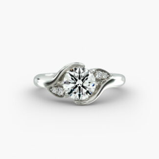 A Modern Leaf Bypass Side Stone Diamond Ring Setting in 14K White Gold with 0.07 CTW, a unique option for Luxury Push Present Ideas and a custom push present ring.