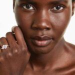 A Modern Leaf Bypass Side Stone Diamond Ring Setting in 14K White Gold with 0.07 CTW, a unique option for Luxury Push Present Ideas and a custom push present ring model view.