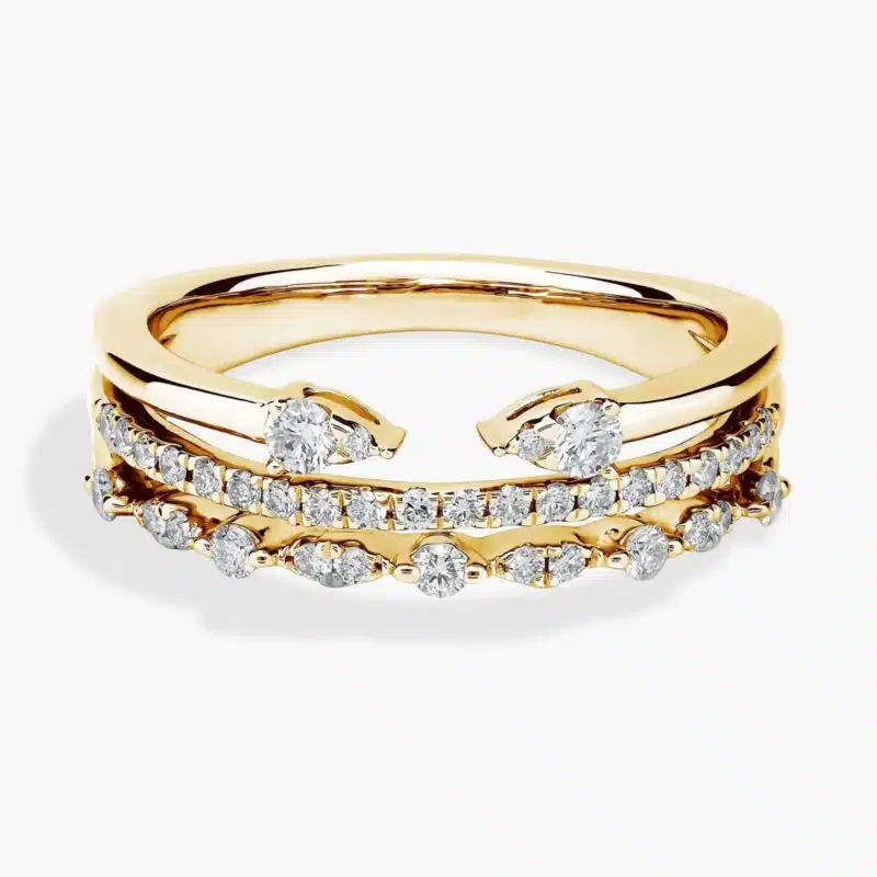 An Open Stacked Diamond Ring in 18K Yellow Gold with 1/3 CTW of natural diamonds, a top suggestion for Luxury Push Present Ideas.