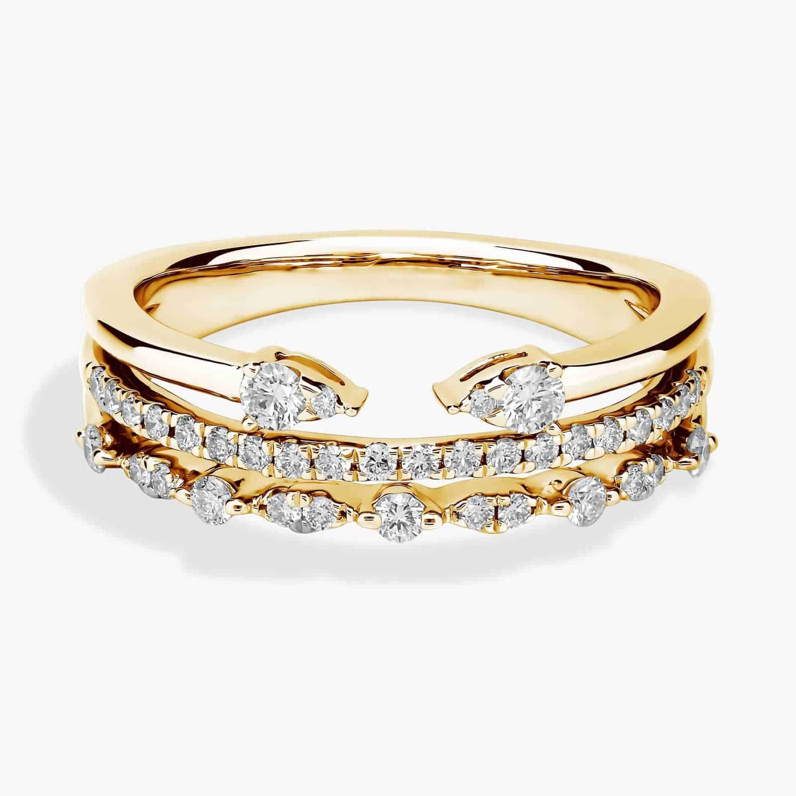 An Open Stacked Diamond Ring in 18K Yellow Gold with 1/3 CTW of natural diamonds, a top suggestion for Luxury Push Present Ideas.