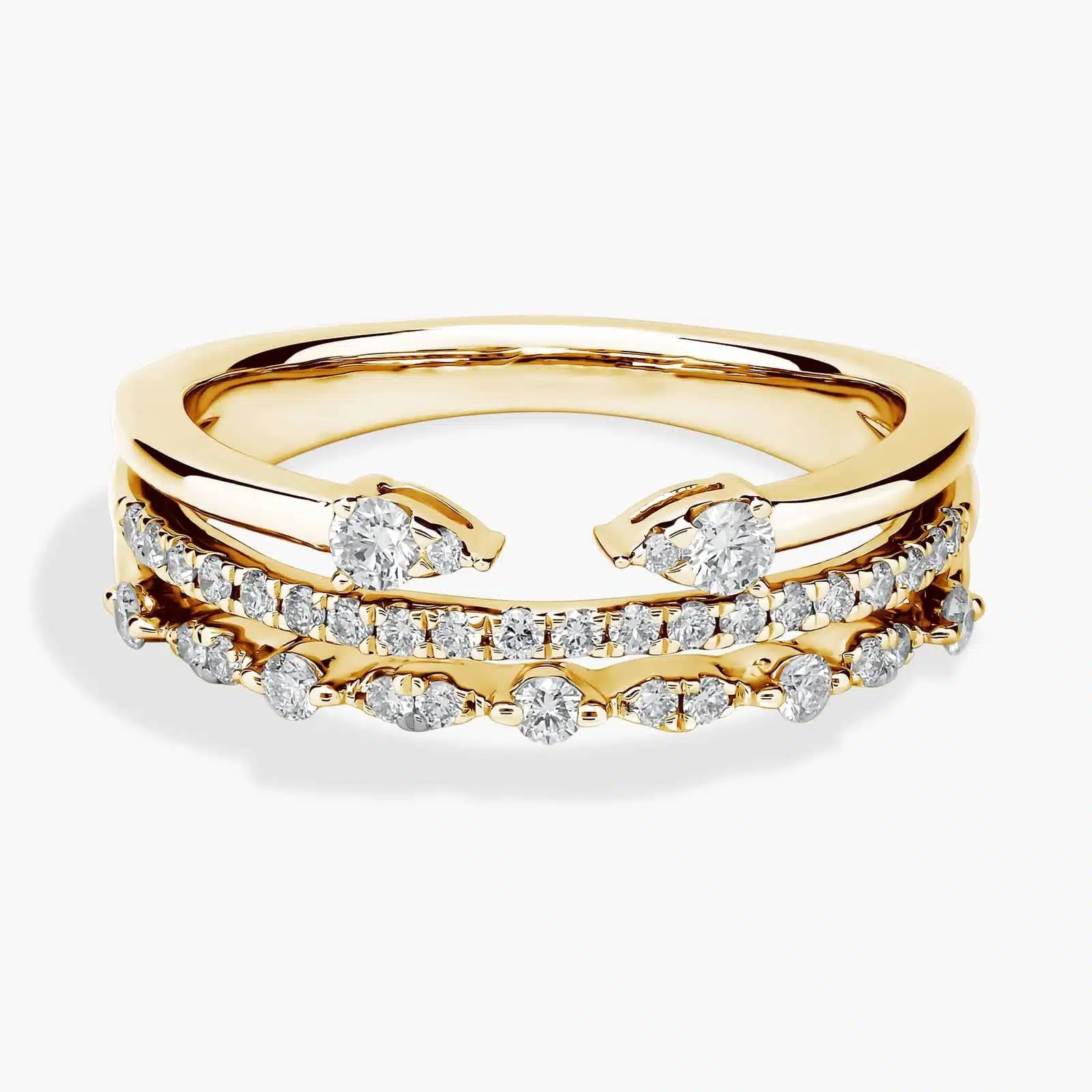 An Open Stacked Diamond Ring in 18K Yellow Gold with 1/3 CTW of natural diamonds, a top suggestion for Luxury Push Present Ideas.