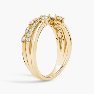 An Open Stacked Diamond Ring in 18K Yellow Gold with 1/3 CTW of natural diamonds, a top suggestion for Luxury Push Present Ideas.