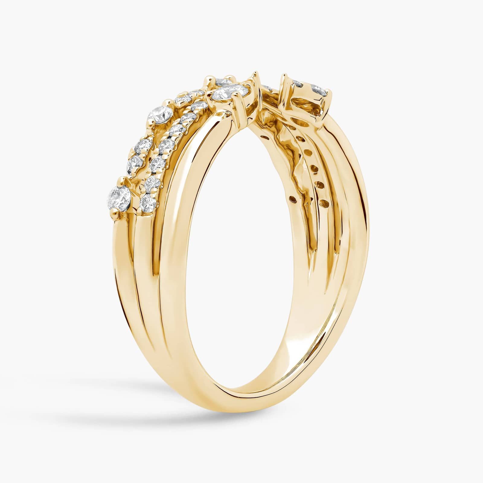 An Open Stacked Diamond Ring in 18K Yellow Gold with 1/3 CTW of natural diamonds, a top suggestion for Luxury Push Present Ideas.