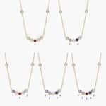 A Personalized Round Cut Three Birthstone Smile Necklace with 1 CTW Lab-Grown Diamonds in 14K Yellow Gold, the most sentimental option among Luxury Push Present Ideas and push present necklace for mom gifts.