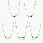 A Personalized Round Cut Three Birthstone Smile Necklace with 1 CTW Lab-Grown Diamonds in 14K Yellow Gold, the most sentimental option among Luxury Push Present Ideas and push present necklace for mom gifts.