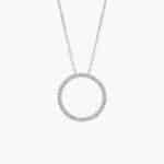 A Riviera Pavé Diamond Circle Necklace in 14K White Gold (3/4 CTW), a beautiful and symbolic item among Luxury Push Present Ideas.