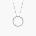 A Riviera Pavé Diamond Circle Necklace in 14K White Gold (3/4 CTW), a beautiful and symbolic item among Luxury Push Present Ideas.