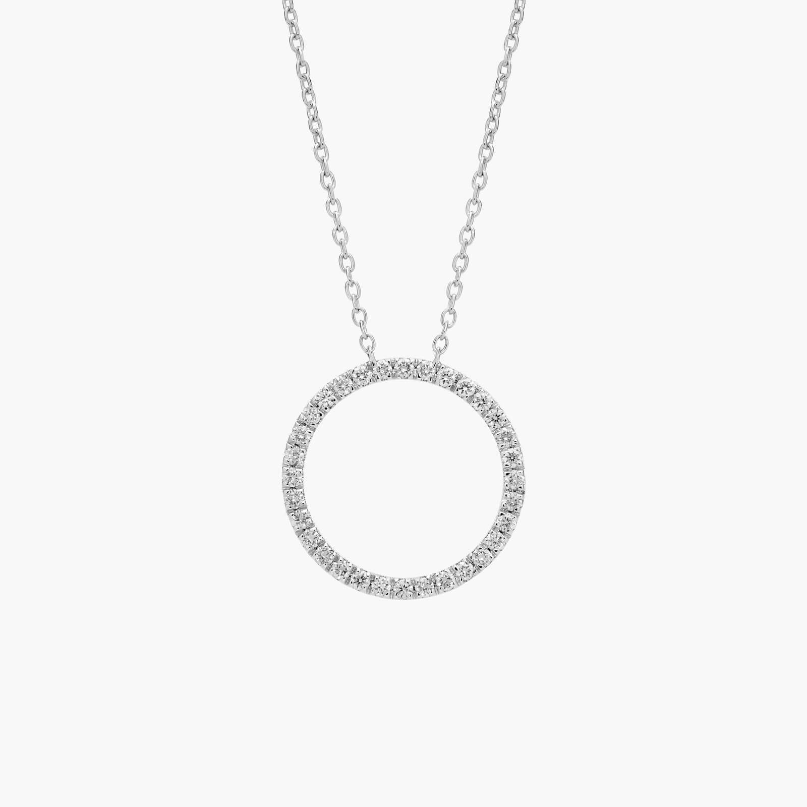 A Riviera Pavé Diamond Circle Necklace in 14K White Gold (3/4 CTW), a beautiful and symbolic item among Luxury Push Present Ideas.