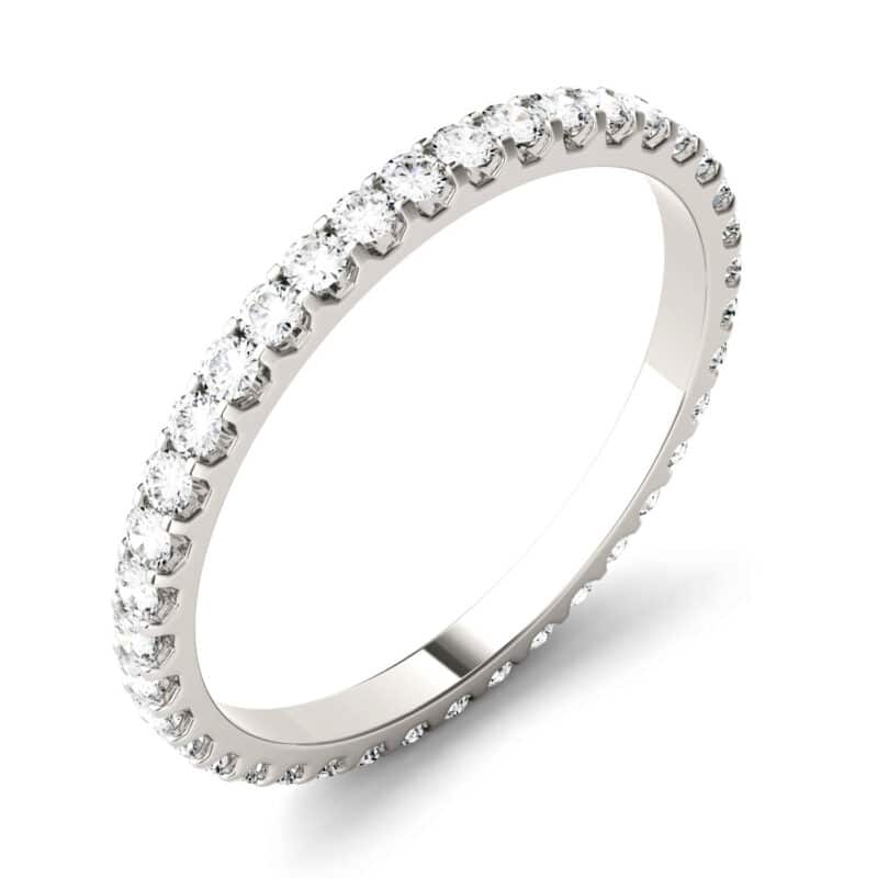 A 5/8 CTW Round Caydia Lab-Grown Diamond Eternity Band in 18K White Gold, a superior choice among Luxury Push Present Ideas and push present eternity ring styles.