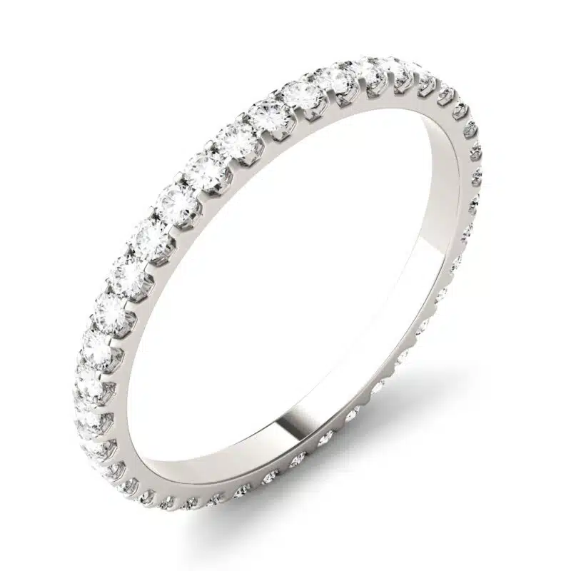 A 5/8 CTW Round Caydia Lab-Grown Diamond Eternity Band in 18K White Gold, a superior choice among Luxury Push Present Ideas and push present eternity ring styles.