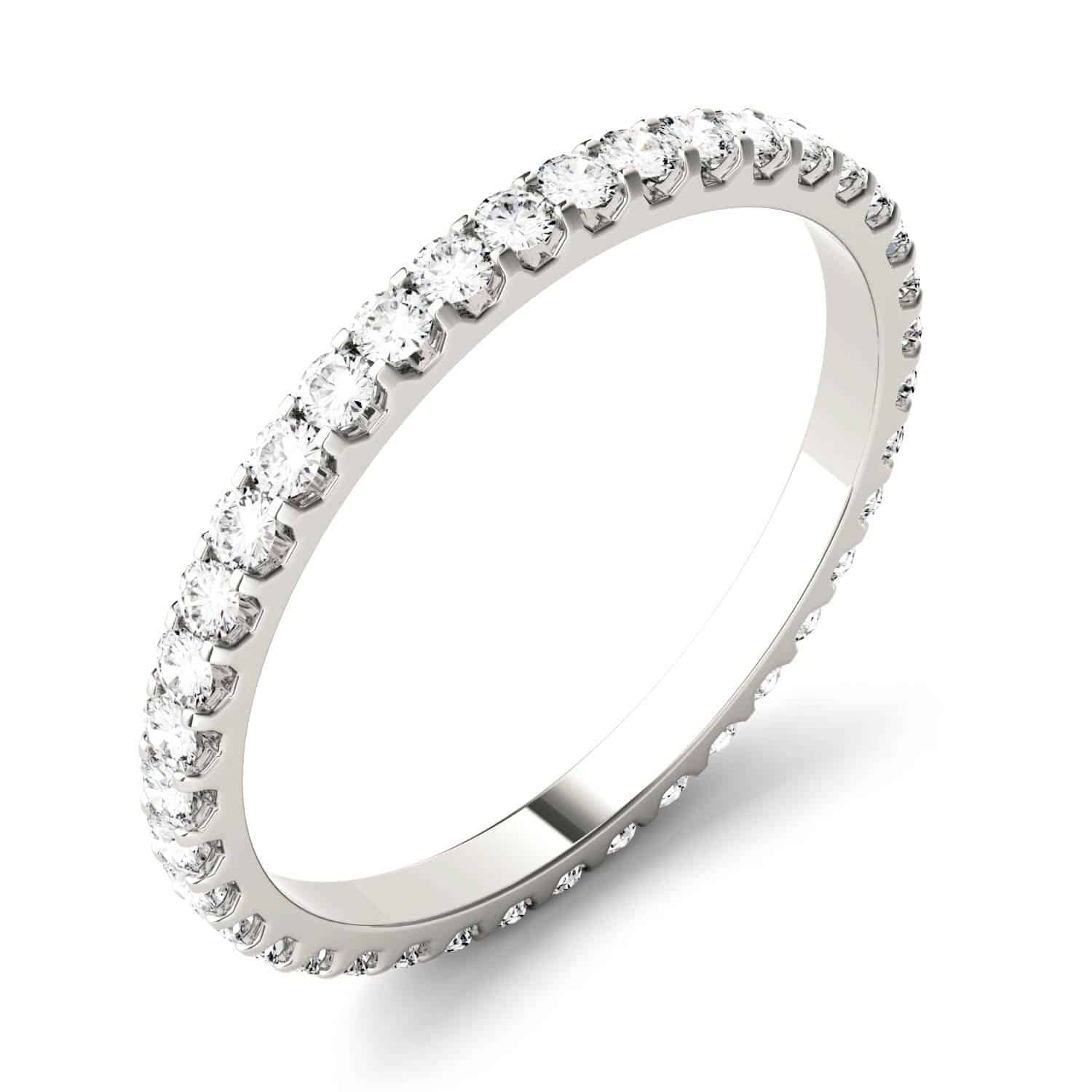 A 5/8 CTW Round Caydia Lab-Grown Diamond Eternity Band in 18K White Gold, a superior choice among Luxury Push Present Ideas and push present eternity ring styles.