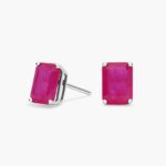 A pair of Emerald Cut Ruby Stud Earrings in 14K White Gold, a classic suggestion among Luxury Push Present Ideas for a new mother.
