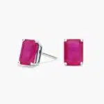 A pair of Emerald Cut Ruby Stud Earrings in 14K White Gold, a classic suggestion among Luxury Push Present Ideas for a new mother.