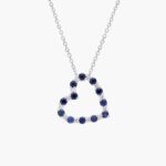 A Luna Sapphire and Diamond Heart Pendant Necklace in 14K White Gold, a thoughtful push present idea from husband and excellent luxury push present ideas gift.