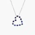 A Luna Sapphire and Diamond Heart Pendant Necklace in 14K White Gold, a thoughtful push present idea from husband and excellent luxury push present ideas gift.