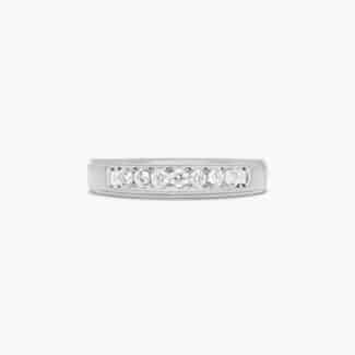 A Slender Channel Men's Diamond Wedding Band (5.50mm) with 0.33 CTW of diamonds, set in 14K White Gold.