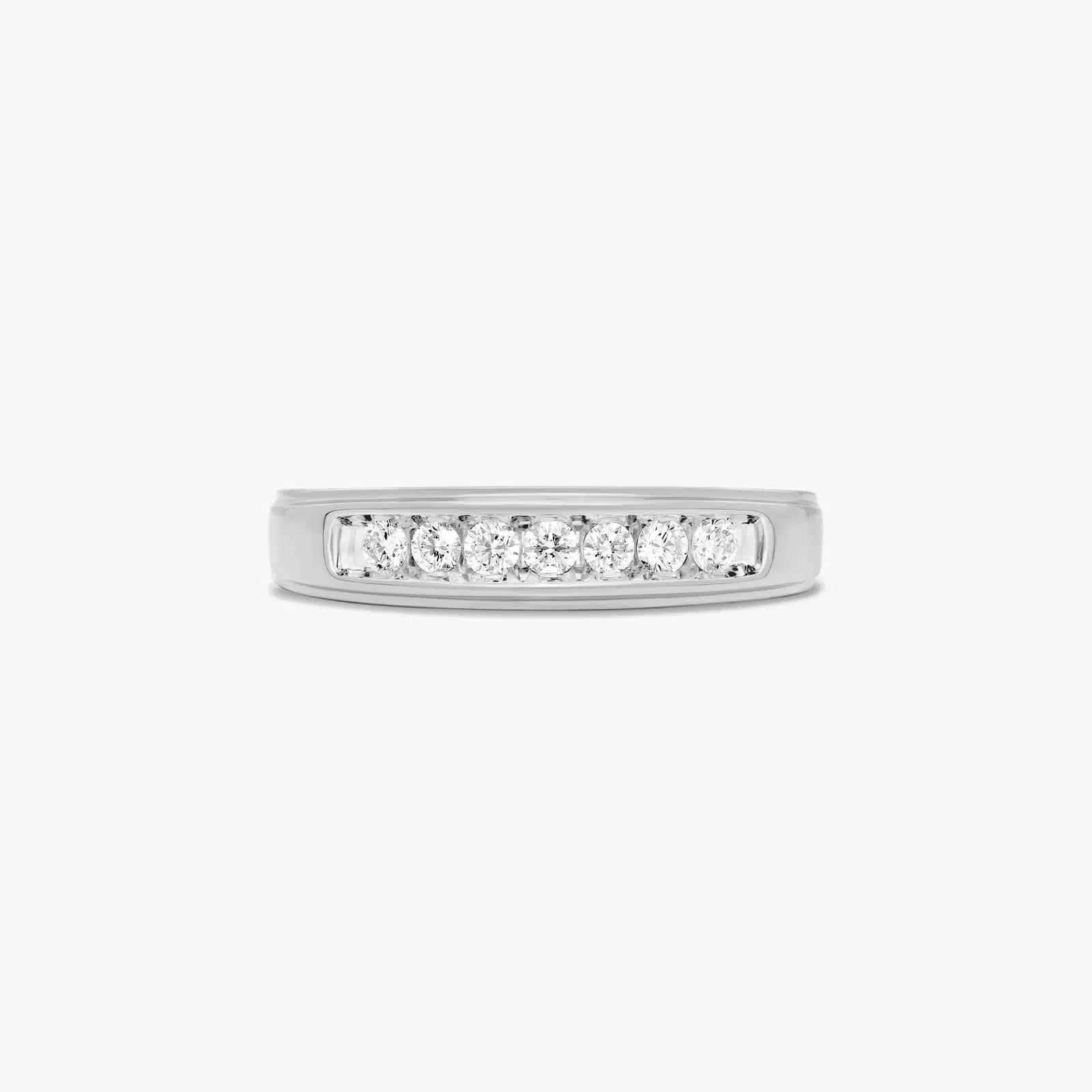 A Slender Channel Men's Diamond Wedding Band (5.50mm) with 0.33 CTW of diamonds, set in 14K White Gold.