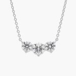 A Premier Three-Stone Diamond Necklace in Platinum, 1 1/2 CTW E-F/VS2 diamonds, the ultimate choice for Luxury Push Present Ideas.