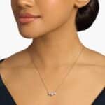 A Premier Three-Stone Diamond Necklace in Platinum, 1 1/2 CTW E-F/VS2 diamonds, the ultimate choice for Luxury Push Present Ideas.