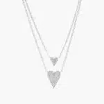 A layered "Two Hearts in One" Diamond Necklace in 14K White Gold with 0.24 CTW, a sentimental option among Luxury Push Present Ideas and push present necklace for mom gifts.