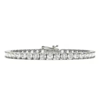 A Two-Prong Basket Tennis Bracelet with 9.66 CTW DEW Colorless Moissanite in 14K White Gold, the most glamorous option among Luxury Push Present Ideas and push present bracelet styles.