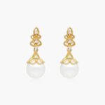 Vintage Inspired Freshwater Pearl (9.0-9.5mm) and Diamond Drop Earrings (0.10 CTW) in 14K Yellow Gold, a sophisticated choice among Luxury Push Present Ideas.