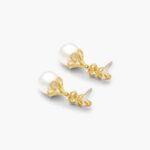 Vintage Inspired Freshwater Pearl (9.0-9.5mm) and Diamond Drop Earrings (0.10 CTW) in 14K Yellow Gold, a sophisticated choice among Luxury Push Present Ideas.