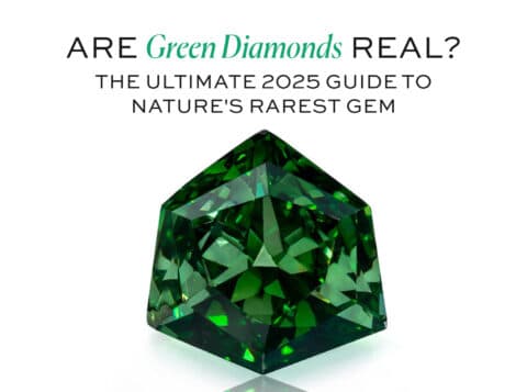 Close-up of a brilliant-cut, pure Fancy Vivid Green Diamond with the text: Are Green Diamonds Real? The Ultimate 2025 Guide to Nature's Rarest Gem.