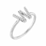 A personalized Diamond Initial Ring in solid Platinum with 0.06 CTW of natural diamonds, an enduring and luxurious choice among Luxury Push Present Ideas and push present ring options.