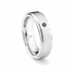 An 8MM Solitaire Black Diamond Mens Cobalt Diamond Wedding Bands ring in Hypoallergenic Cobalt Chrome with a raised center.