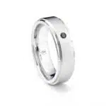 An 8MM Solitaire Black Diamond Mens Cobalt Diamond Wedding Bands ring in Hypoallergenic Cobalt Chrome with a raised center.