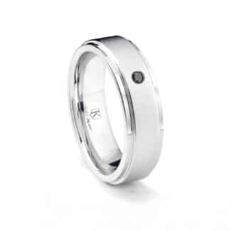 An 8MM Solitaire Black Diamond Mens Cobalt Diamond Wedding Bands ring in Hypoallergenic Cobalt Chrome with a raised center.