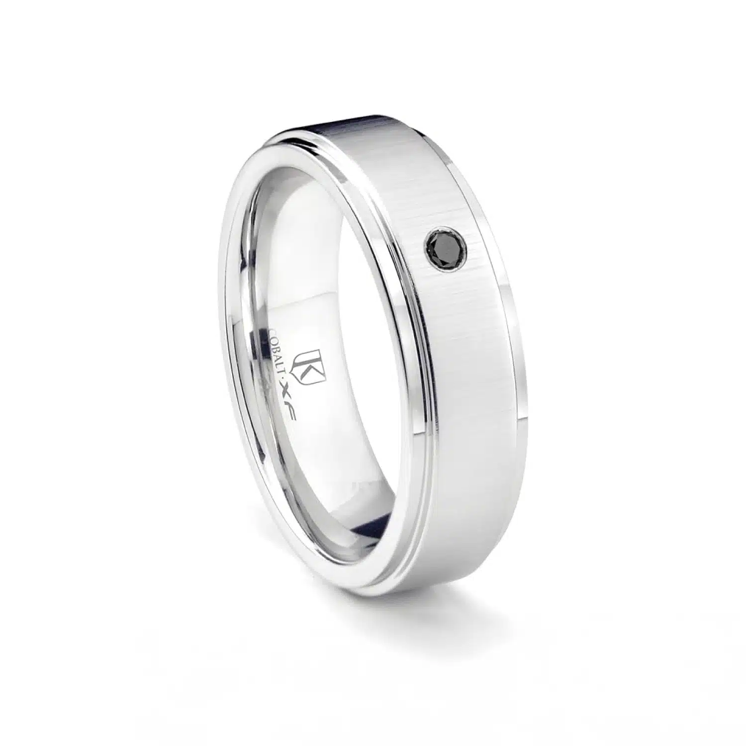 black-diamond-solitaire-mens-cobalt-diamond-wedding-bands-8mm An 8MM Solitaire Black Diamond Mens Cobalt Diamond Wedding Bands ring in Hypoallergenic Cobalt Chrome with a raised center.