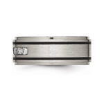 A Solid Titanium Mens Titanium Wedding Bands With Diamonds (9mm) with a Matte Brushed Enameled Finish and 1/2 CTW diamonds.