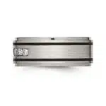 A Solid Titanium Mens Titanium Wedding Bands With Diamonds (9mm) with a Matte Brushed Enameled Finish and 1/2 CTW diamonds.