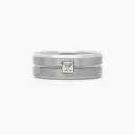 A Round Cut Diamond Mens Tungsten Wedding Bands With Diamonds by TRITON (9.00mm) in White Tungsten Carbide with a 0.1 CTW diamond.