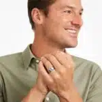 A Round Cut Diamond Mens Tungsten Wedding Bands With Diamonds by TRITON (9.00mm) in White Tungsten Carbide with a 0.1 CTW diamond.