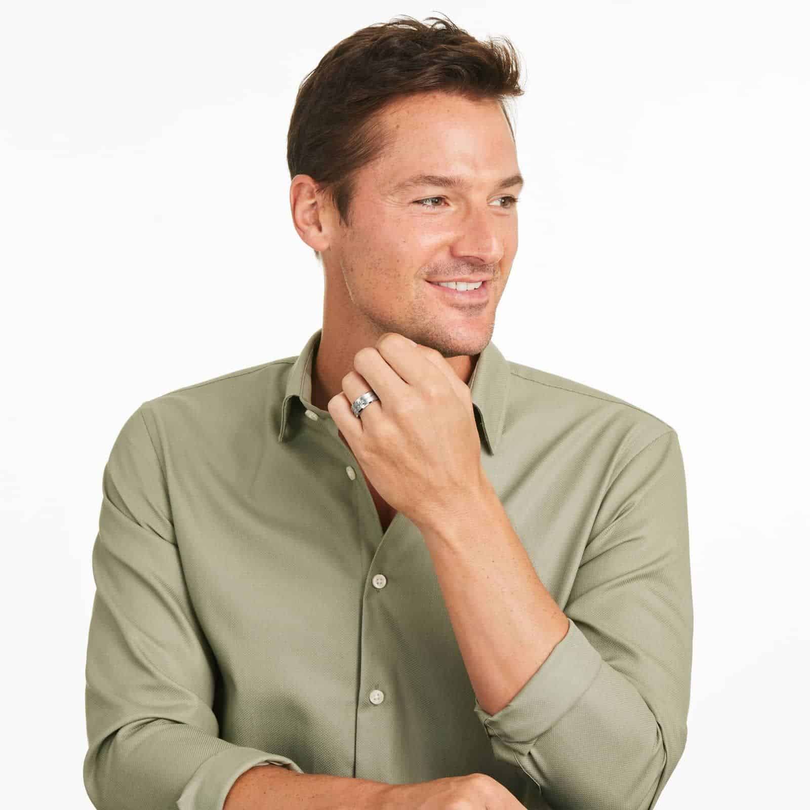 A Round Cut Diamond Mens Tungsten Wedding Bands With Diamonds by TRITON (9.00mm) in White Tungsten Carbide with a 0.1 CTW diamond.