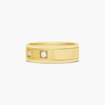 A Pavé Set 3-Stone Mens Yellow Gold Diamond Wedding Bands (8.00mm) with an octagonal shape and satin finish in 18K Yellow Gold.