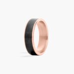 A Satin Finish Mens Black Wedding Band With Rose Gold (6.50mm) combining Black Titanium and 14K Rose Gold.