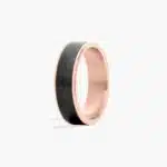 A Satin Finish Mens Black Wedding Band With Rose Gold (6.50mm) combining Black Titanium and 14K Rose Gold.