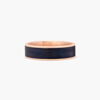 A Satin Finish Mens Black Wedding Band With Rose Gold (6.50mm) combining Black Titanium and 14K Rose Gold.