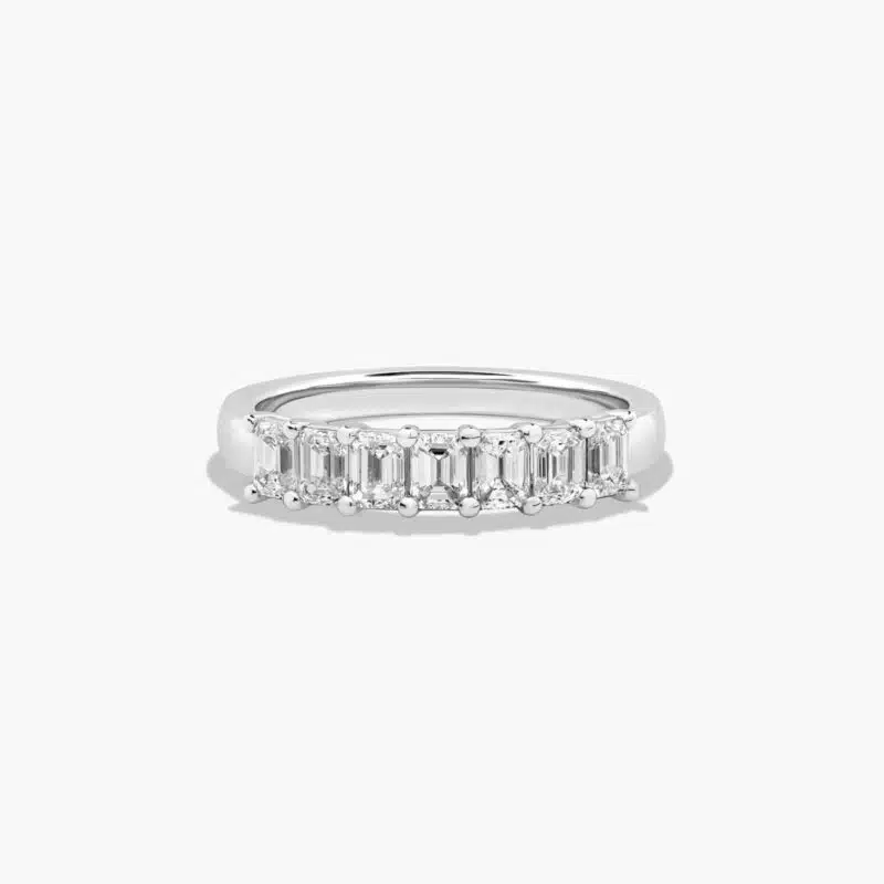 A Seven Stone Mixed Cut White Gold Diamond Wedding Rings For Women band in 14K White Gold (2.00mm) with 0.28 CTW mixed-shape lab-grown diamonds.